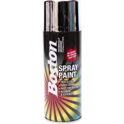 Boston High Gloss Quick Drying Aerosol Spray Paint Bright Chrome 250g