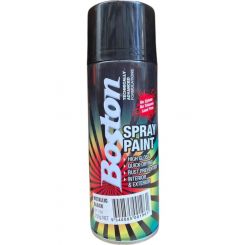 Boston High Gloss Quick Drying Aerosol Spray Paint Metallic Black 250g