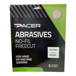 Pacer No-Fil Freecut Long Lasting Abrasive Sheet 240 Grit 5 Pack
