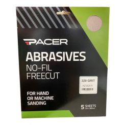 Pacer No-Fil Freecut Long Lasting Abrasive Sheet 320 Grit 5 Pack
