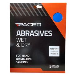 Pacer Wet & Dry Long Lasting Abrasive Sheet 1500 Grit 5 Pack