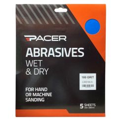 Pacer Wet & Dry Long Lasting Abrasive Sheet 180 Grit 5 Pack