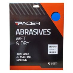 Pacer Wet & Dry Long Lasting Abrasive Sheet 240 Grit 5 Pack
