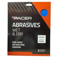 Pacer Wet & Dry Long Lasting Abrasive Sheet 400 Grit 5 Pack