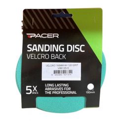 Pacer Sticki-Rip Abrasive Sheet Disc 150mm 6H 120 Grit 5 Pack