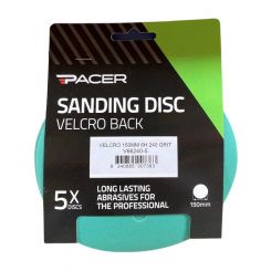 Pacer Sticki-Rip Abrasive Sheet Disc 150mm 6H 240 Grit 5 Pack