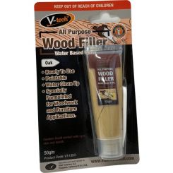 V-Tech Multi Purpose Wood Filler Ready Mixed Water Based Oak 50g