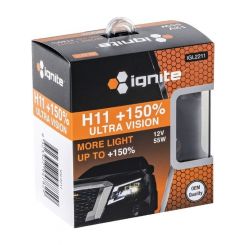 Ignite H11 Halogen Globe 12V 55W PLUS 150% 2 Pack