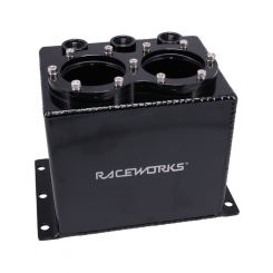 Raceworks 2.5L Surge Tank Kit Black Suit Twin 60mm Pumps/Hangers
