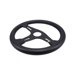 Raceworks 350mm Leather Steering Wheel Flat w/ Black Stitching