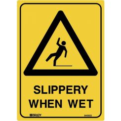 Brady Warning Sign Slippery When Wet 600x450mm Metal