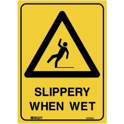 Brady Warning Sign Slippery When Wet 450x300mm Polypropylene