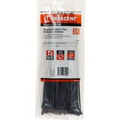 Crescent Cable Ties 300mm x 4.8mm Black 100 Pack