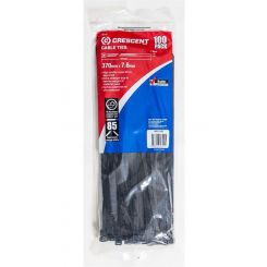 Crescent Cable Ties 370mm x 7.6mm Black Heavy Duty 100 Pack