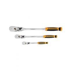 Gearwrench 1/4in 3/8in 1/2in 90-Tooth Locking Flex Head Ratchet 3pc Set