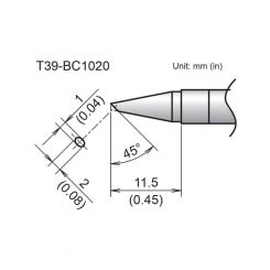 Hakko T39 Soldering Tip/Shape-BC Hor:1mm Vrt:2mm For FX971