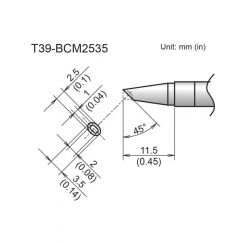 Hakko T39 Soldering Tip/Shape-BC Hor:2.5mm Vrt:3.5mm For FX971