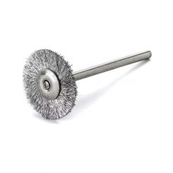 Lessmann Mini Wheel Brush 3mm Shank 16mm Steel Wire STH Crimped