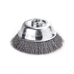 Lessmann Mini Wheel Brushes 3mm Shank 19mm Steel Wire ROF Crimped