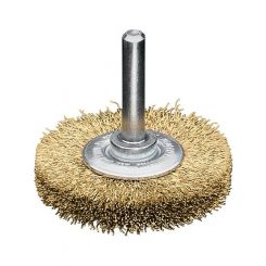 Lessmann Wheel Brush with 6mm Shank Dia 70mm Brass Wire MES Crimped
