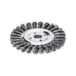 Lessmann Knot Wheel Brush 150x14mm 26 Braids Steel Wire STH Straight