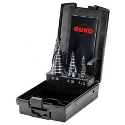 Ruko Ultimatecut Step Drill Set HSS Runatec with Flowstep 3pc