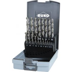 Ruko Twist Drill Set DIN 338 Type N HSS-G In Plastic Case 19 Pc