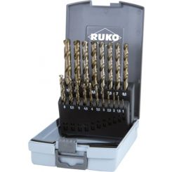 Ruko Twist Drill Set DIN 338 Type VA HSSE-Co 5 In Plastic Case 19 Pc