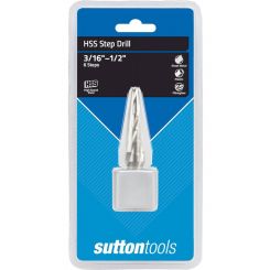 Sutton Tools HSS Spiral Flute Step Drill 6 Steps 3/16in-1/2in