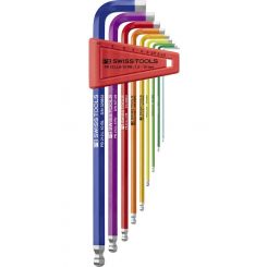PB Swiss Rainbow 9pc Long Ball End Metric Hex Key Set 1.5-10mm