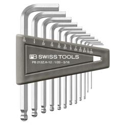 PB Swiss 12 Pc Imperial Ball End Hex Key Set 1/2in-5/16in