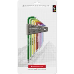 PB Swiss Rainbow 12pc Ball End Imperial Hex Key Set