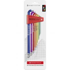 PB Swiss Rainbow 9pc Metric Long Ball End Hex Key Set