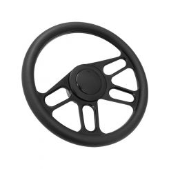 Proflow Billet 4 Slot Steering Wheel 14in Black/Black Leather