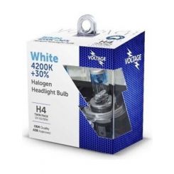 Voltage Halogen Headlight Globe White H4 12V +30% 60/55W Pack of 2