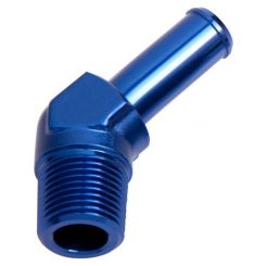 Aeroflow Male NPT to Barb 45 Degree Adapter 1/4in to 5/16in Blue