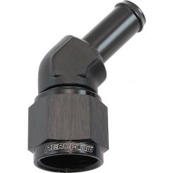 Aeroflow 45 Degree Hose Barb 1/2in to -10AN Black Finish
