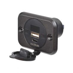 Narva Heavy-Duty Usb/Usb-C Socket With Volt/Amp Meter Pack of 1