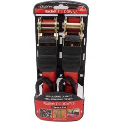 Phoenix Ratchet Tie Down 25mm x 5 Metres Load Rating 350Kg Pack of 2