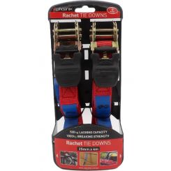 Phoenix Ratchet Tie Down 25mm x 4 Metres Load Rating 650Kg Pack of 2