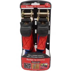 Phoenix Ratchet Tie Down 25mm x 6 Metres Load Rating 650Kg Pack of 2