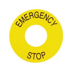 LV Emergency Stop Legend Plate 30.5mm Hole Diameter 30.5mm