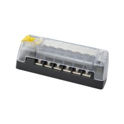 LV 6 Way ATS Blade Fuse Block 32V; 30A Per Cct; Clear Cover