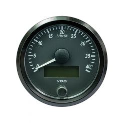 VDO SingleViu Tachometer 4.000RPM Black 80-85mm White Illum