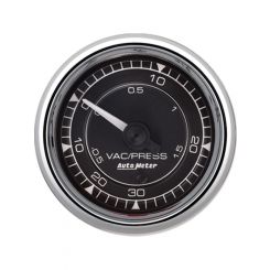 Auto Meter 2/16 Chrono Chrome Gauge Vac/Boost 30HG/30PSI