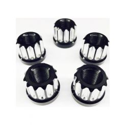 Drag Race Billet Aluminum 12pt Lug Nuts 5/8in Black/Silver 5 Pack