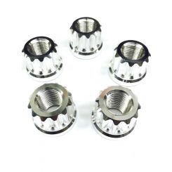 Drag Race Billet Aluminum 12pt Lug Nuts 5/8in Polished 5 Pack