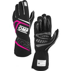 OMP Racing Driving Gloves First Black / Fucsia Large Pair