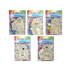 Boyle Crafty Mini's Plywood Shaped Paint Kit Blue Assorted Pack