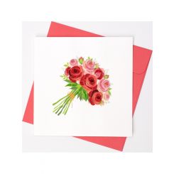 Boyle Quilled Greeting Card Bouquet of Roses 15x15cm